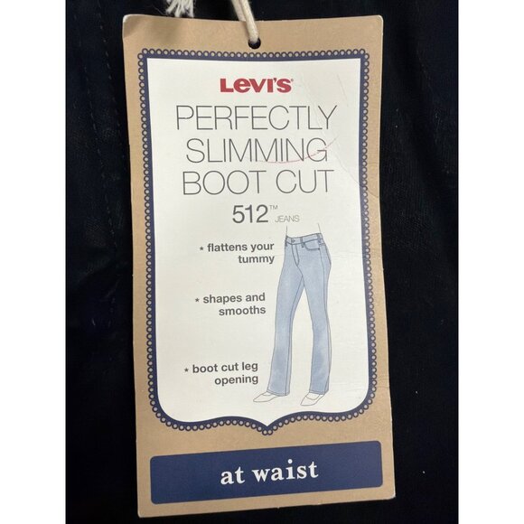 Levis Womens Black Denim Boot Cut 512 Jeans Mid Rise Stretch Sz10 Medium - Picture 8 of 15